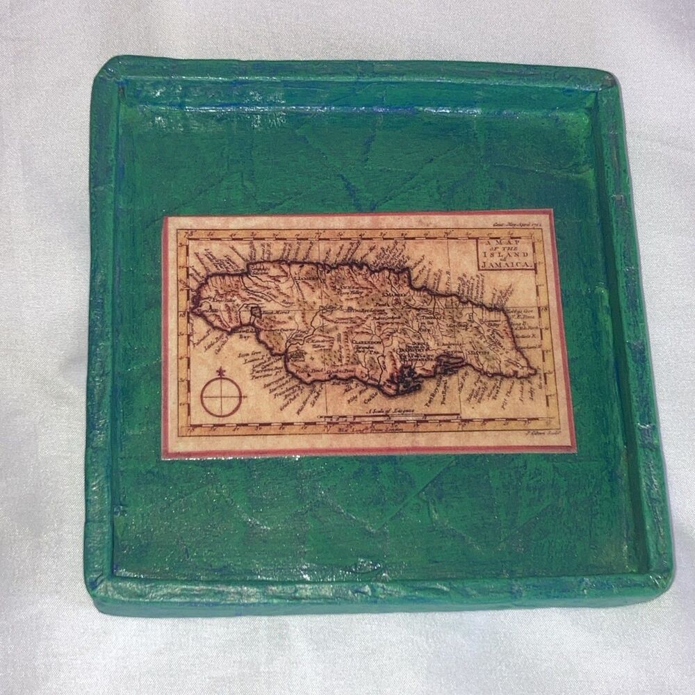 Old Jamaica-A Map Of The Island Of Jamaica Drawn 1762 Handcrafted Patch Paper